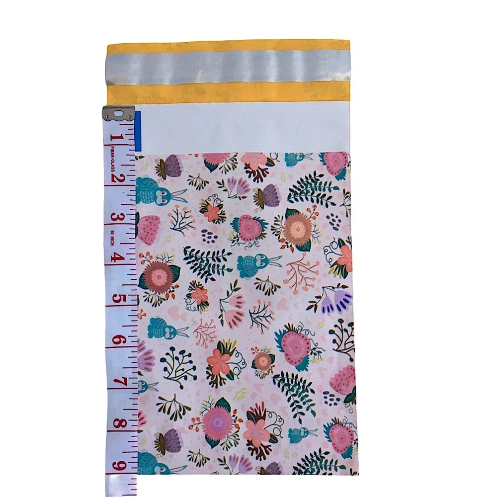 6x9 Floral and Bunnies Print Polymailers 100 pcs Pink, Blue, Green
